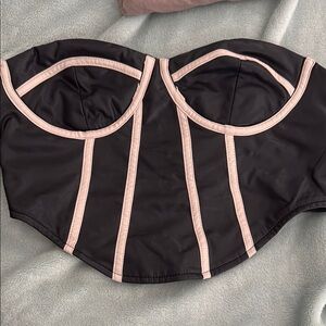 Black faux leather corset top